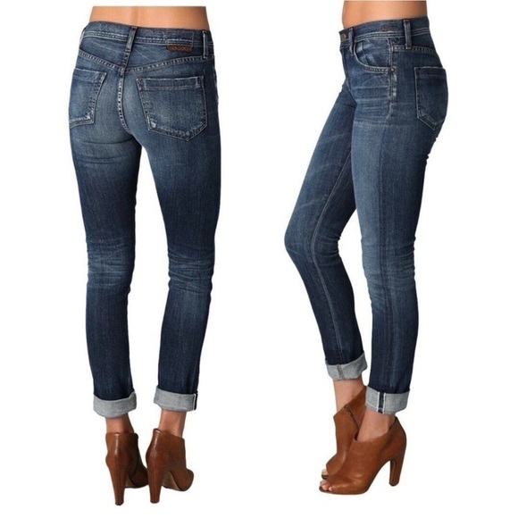 Goldsign Jenny Jeans Size 27 = 4/6 Selvedge Slim Cut Whiskering gold sign EUC - Picture 11 of 14